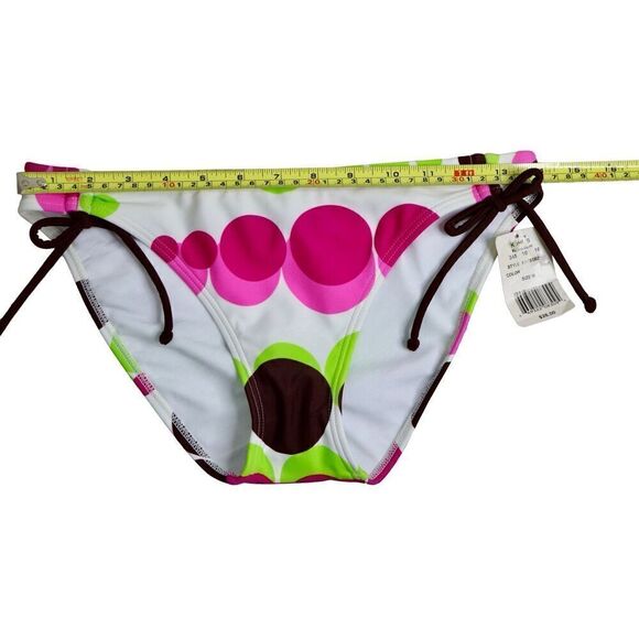 So Dotted Low Rise String Bikini Swim Bottom MEDIUM Colorful Poolcore - Picture 7 of 8